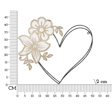 PANEL Z ŻELAZA I DREWNA HEART 50X2X45 cm MIN 2